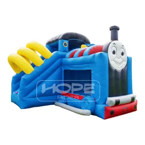 Customized rule sign bouncy castle combo thomas the train inflatable bounce house with slide