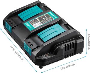 Cargador de Batería de Litio de Repuesto para <span class=keywords><strong>Makita</strong></span> DC18RD <span class=keywords><strong>18V</strong></span> 14.4V con 2 Puertos de Carga, 4A <span class=keywords><strong>6A</strong></span>, Carga Rápida, para Herramientas Eléctricas, Enchufe UK EU AU - Product Image 4