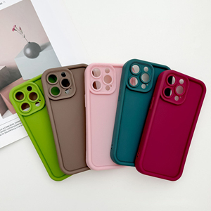 เคสมือถือซิลิโคน TPU นิ่มสีทึบฝาครอบเต็ม360เคสป้องกันกล้องสำหรับ iPhone 16 15 14 13 PRO MAX - Product Image 1