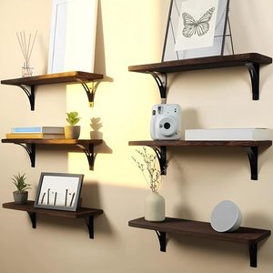 <span class=keywords><strong>Étagère</strong></span> <span class=keywords><strong>murale</strong></span> d'angle flottante en bois robuste à double niveau pour <span class=keywords><strong>cuisine</strong></span> et salle de bain, pour le rangement des épices - Product Image 6