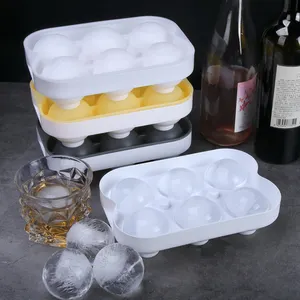 Easy Release Whiskey Clear Sphere Freezing 4 6 Holes Drink Ball Maker Mould Lid Baby Food Tray Silicone Round Ice Cube Mold