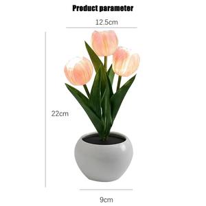 Lámpara de Mesa Tulipán LED, Lámpara de Noche con Simulación de Ramo de Flores, Ambiente Romántico para Dormitorio, Regalo de Cumpleaños, Decoración del Hogar - Product Image 5