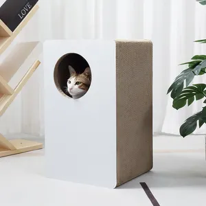 Rectangle Sturdy Paper Cat Condo House Eco Friendly Cat Scratcher Cardboard Cat Home