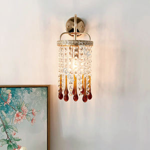 Lampu Dinding Kaca Amber Vintage Italia Bentuk Tetesan Air Gaya Nordic Retro K9 Kristal Bening Lampu Dinding AC110V AC220V E14 Lampu Dinding LED - Product Image 3