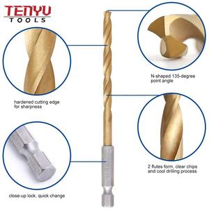 Outils de travail à tige hexagonale 1/4 "13 pièces HSS foret hélicoïdal ensemble revêtu de titane pour métal bois aluminium fer fin - Product Image 2