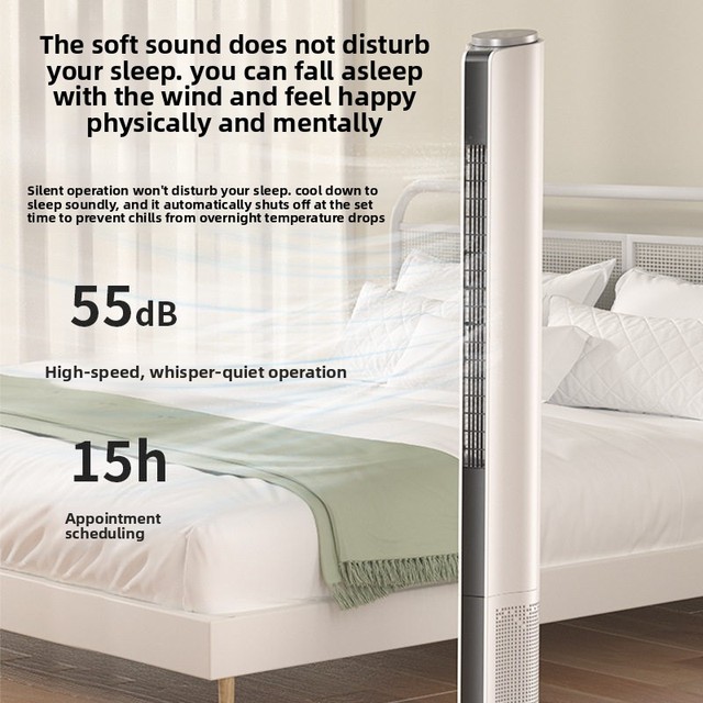 Energy-saving Remote-controlled Tower Fan Home/dormitory Use Oscillating Floor-standing Silent Electric Fan