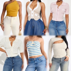 Ventes en gros de hauts courts d'été pour femmes - T-shirts décontractés en vrac à bas prix - Product Image 5