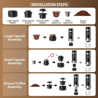 Machine à expresso portable Kingze OEM avec logo personnalisé, batterie détachable, machine à café à capsules, marque privée avec étui de transport