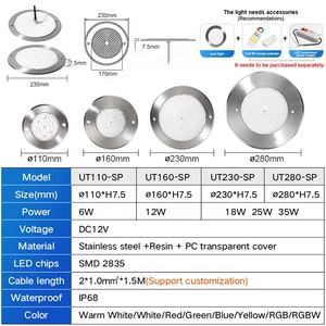 Hồ bơi dẫn ánh sáng dưới nước IP68 SS316 nước biển nhựa đầy <span class=keywords><strong>RGB</strong></span> chìm đèn <span class=keywords><strong>LED</strong></span> 12V dưới nước hồ bơi ánh sáng - Product Image 4