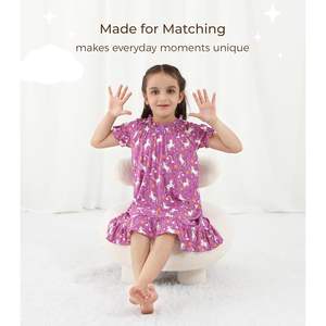 <span class=keywords><strong>Vestido</strong></span> Personalizado para Niñas Pequeñas, Manga Corta, Cuello <span class=keywords><strong>con</strong></span> Volantes, Cintura Elástica, Viscosa de Bambú, Ropa Casual de Verano, 2-6 Años - Product Image 2