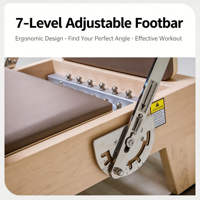 Machine de Pilates Reformer Professionnelle, Durable et Portable, Cadre en Bois d'Érable, Revêtement en Cuir PU, 6 Ressorts de Résistance, Utilisation à Domicile ou en Studio