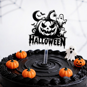 Décoration de gâteau/cupcake en plastique durable à insérer, thèmes Halloween (fantôme, citrouille, sorcière) pour fêtes, vente en gros - Product Image 3