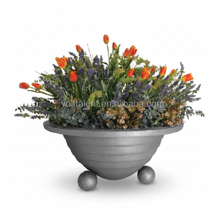 Grand pot <span class=keywords><strong>de</strong></span> fleurs en fonte antique pour <span class=keywords><strong>jardin</strong></span>, urne décorative d'extérieur avec garantie <span class=keywords><strong>de</strong></span> 5 ans, finition peinte en gris - Product Image 1