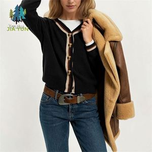 Cardigã Feminino de Tricô com Bloco de Cores e Decote em V, Jaqueta de Suéter de Tricô Casual de Manga Longa para Outono/Inverno - Product Image 5
