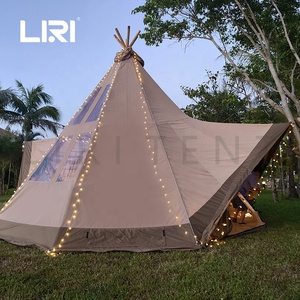 Grande tente <span class=keywords><strong>tipi</strong></span> familiale de luxe pour 8 personnes, tente de camping pyramidale, fabrication de tentes à vendre - Product Image 4
