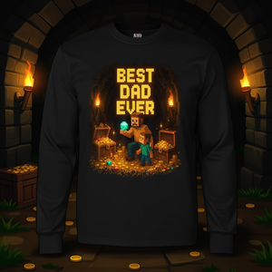 Camiseta de manga larga con diseño de pixel art del mejor papá del mundo para el Día del Padre, con temática de videojuegos - Product Image 3
