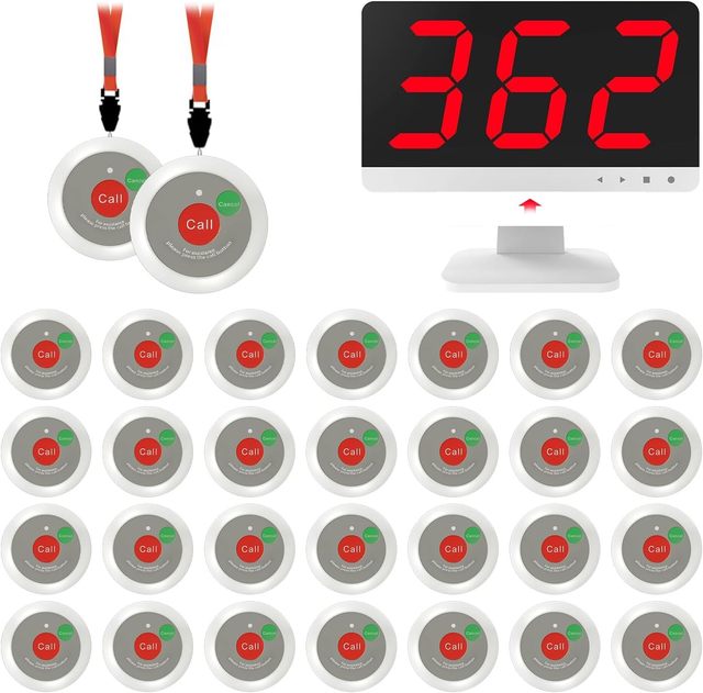 Wireless Nurse Call System 150m Range 30 Waterproof Alert Call Buttons Display Receiver Hospital Cafe Clinics Nursing Home
