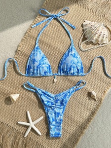 Bikini <span class=keywords><strong>de</strong></span> 2 piezas <span class=keywords><strong>con</strong></span> estampado floral, cuello halter, sexy, elástico, <span class=keywords><strong>de</strong></span> secado rápido, estilo spa, novedad 2026, suministro directo <span class=keywords><strong>de</strong></span> fábrica - Product Image 2