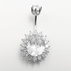 Piercing de nombril tendance à filetage externe en argent sterling 925, bijoux de corps en gros - Product Image 1