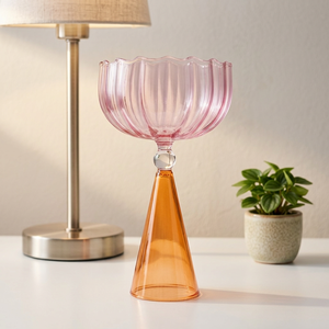 Hand-made Nordic Design Glass Tumbler with Gradient Stripes Pattern-Sustainable Reusable Heat-Resistant for Boutique Café & Dess - Product Image 1