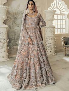 Robe de mariée élégante 2021 belle longueur au sol avec perles de verre en cristal embellies et piste de mariage en soie de travail de pierre - Product Image 2