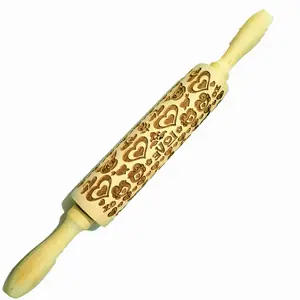 Creative Carved Pattern Custom Ebony Wood Rolling Pin Kitchen Baking Tool Rolling Pins Pastry Boards