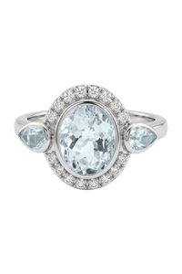 Anillo de Aguamarina y Diamantes en Plata de Ley 92.5 KLSR-11755 - Product Image 2