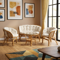 Ensemble de salon en rotin Bahama Skin Living, canapé et fauteuil confortables avec table basse, meubles élégants et durables tissés à la main pour l'intérieur