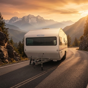 XISHUNLONG <span class=keywords><strong>Roulotte</strong></span> in Alluminio a Doppio Asse 7,8m, Caravan 780 con Ampio Spazio, Rimorchio da Viaggio con Sistema AL-KO AKS, Camper Familiare Fuoristrada - Product Image 1