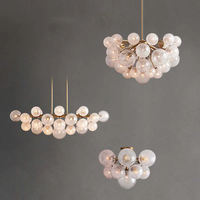 Restaurant moderne Bar Suspension Rectangulaire Boule de Verre Suspension Lustre Cristal Rond Sphérique Suspension Lampe