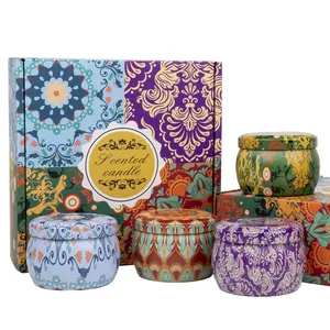 4 OZ Scandle Candle Supplier Soy Wax Portable 4 Set Travel Tin Candele Profumate Set Scented Candle Gift set