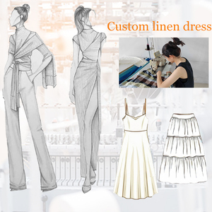 Produttore di Abbigliamento in <span class=keywords><strong>Lino</strong></span>, Servizio di Design Personalizzato per Marchi Propri, Basso MOQ, Abiti in <span class=keywords><strong>Lino</strong></span> Lunghi per Donna - Product Image 1