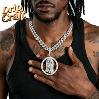 Nouveau collier pendentif classique style hip-hop avec figurine de Jésus entièrement sertie de zircons, bijou de mode semi-creux