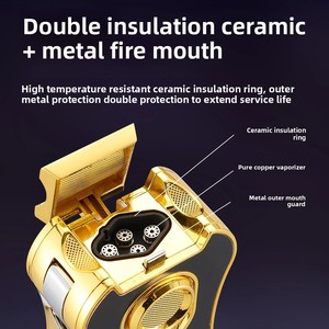 Briquet à cigares multifonction tout-en-un avec coupe-cigare en V intégré, coupe-cigare plat, support, puissant briquet à quatre torches, flamme jet, outil pour fumeurs - Product Image 2