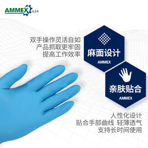 Gants en nitrile AFPGWCHD bleus, sans poudre, jetables, taille M, pour usage mécanique et industriel, non stériles, texture lisse - Product Image 4