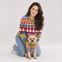 Set Sweater Rajut Kustom untuk Manusia dan Anjing, Pakaian Rajut Wanita, Pakaian Anjing Peliharaan, Pabrik ODM OEM Grosir
