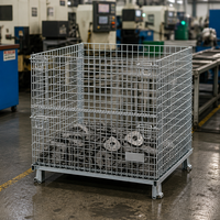 Conteneur en treillis métallique pliable robuste à demi-portes, cage à palettes métallique empilable durable pour usine et atelier