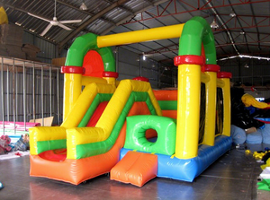 Château gonflable en PVC avec toboggan et tunnel pour les jeux de parc d'aventure pour enfants, usage commercial en extérieur - Product Image 1