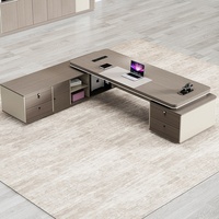 Bureau de direction en panneaux de bois personnalisables, simple et moderne, avec table d'appoint à double armoire, extensible, écologique, pour ordinateur de bureau