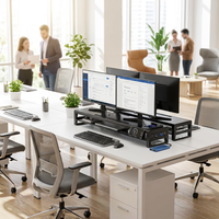 Support d'écran métallique robuste à 2 niveaux de 550 mm, support de bureau ergonomique avec hub USB 3.0 et chargeur sans fil