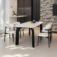 Table à manger en pierre frittée style crème, pieds en forme d'éléphant, rectangulaire, petite table pour appartement, chaises de salle à manger vintage, style moderne minimaliste