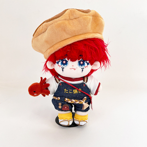 Poupée en peluche Takoyaki japonaise personnalisée avec ensemble de vêtements détachables, poupée en peluche avec support pour idole Kpop remplie de coton PP - Product Image 1