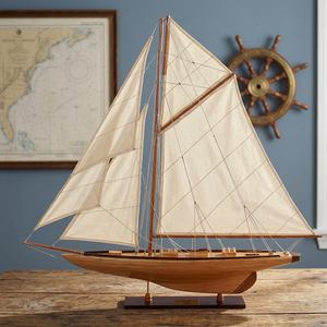 Modèle de voilier à mât central Tuiga Y049, bateau à voile artisanal peint, en bois durable, décoration nautique de table, objet de collection maritime - Product Image 3