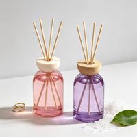 Flacon diffuseur de luxe 100ml 150ml 200ml 380ml, flacons diffuseurs en verre de forme ronde, flacons d'arômes avec bouchon en bois