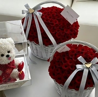 Keranjang Bunga Putih untuk Merangkai Bunga atau Membuat Buket, Keranjang Bunga Rotan untuk Hari Valentine dan Hari Ibu