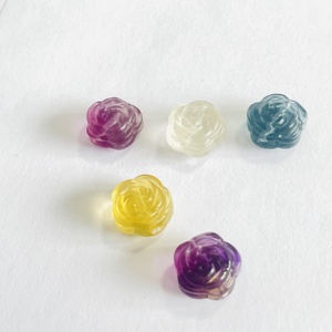 Grosir dekorasi ornamen ukir fluorit Mini kristal bunga mawar penyembuhan alami pelangi DIY - Product Image 2