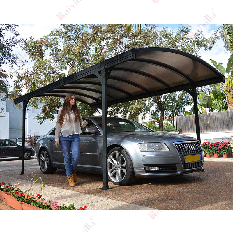 Auvent extérieur Conceptions Abri Toit Incurvé Panneau En Polycarbonate Auvent Extérieur Avec Gouttière