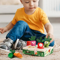 Jouet en peluche carotte éducatif précoce pour bébé, ensemble de jouets sensoriels pour nourrissons, avec fonction de tirer les radis, pour la reconnaissance des couleurs, des nombres et des formes, idéal comme cadeau