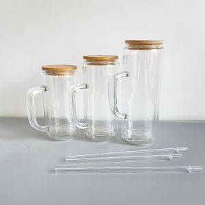 12Oz 15Oz 20Oz Transparent Snow Globe <b>Mug</b> With Handle Reusable Pre-Drilled Can Crystal Clear <b>Double</b> <b>Wall</b> Glass Tumbler - Product Image 4
