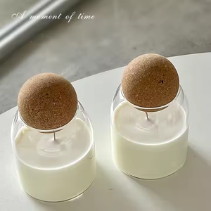 Mais Popular Ball Cork Design Pequeno Jar Vela Perfumada Vela De Cera De Soja Artesanal De Longa Duração em Frasco De Vidro Resistente Ao Calor Claro - Product Image 4